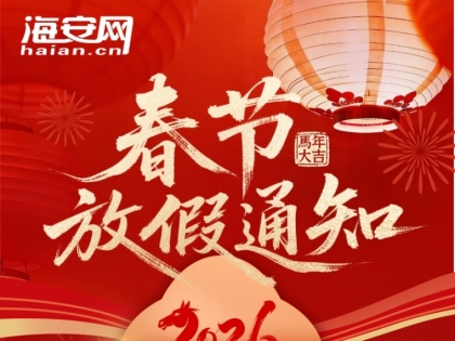 海安网办公室2026年春节放假安排